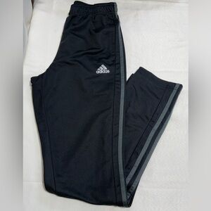 Like New Adidas Kids Black Joggers with Green Stripes